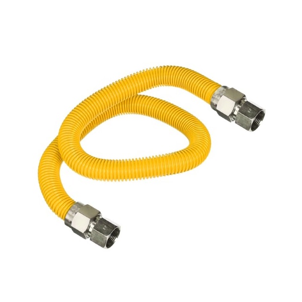 Flextron Gas Line Hose 5/8'' O.D.x30'' Len 1/2" FIP Fittings Yellow Coated Stainless Steel Flexible Connector FTGC-YC12-30B - main